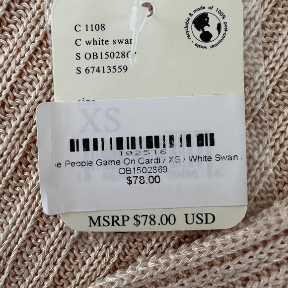 NWT Free People Game On Button Front Cardigan in White Swan Size XS MSRP $78 - Picture 13 of 16